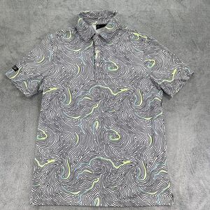 Sunday Swagger Polo Shirt Mens Medium Black White Ripple UPF 40 Performance Golf